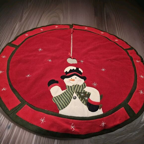 3D Quilted Applique Frosty The Snowman Christmas Tree Skirt Holiday Decor Cheery - Picture 2 of 6
